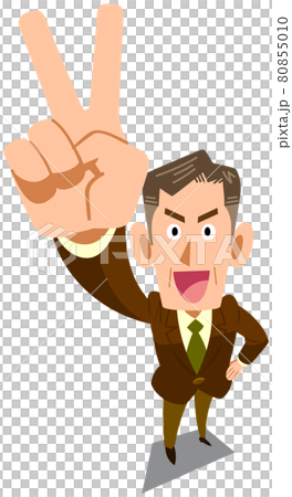 Vサインをする管理職の男性 Vサインをする管理職の男性 80855010