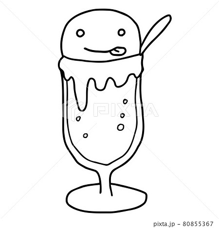 クリームソーダ　ペロリ表情線画イラスト 80855367