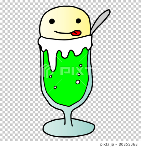 美味的面部表情的甜瓜奶油蘇打水插圖 80855368