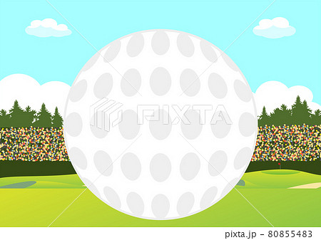 ゴルフボールフレーム ゴルフ場背景のイラスト素材