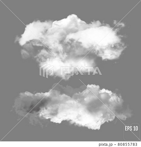 Realistic clouds. Set of transparent different clouds. 80855783