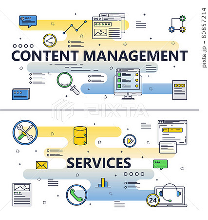 Vector line art content management poster banner 80857214
