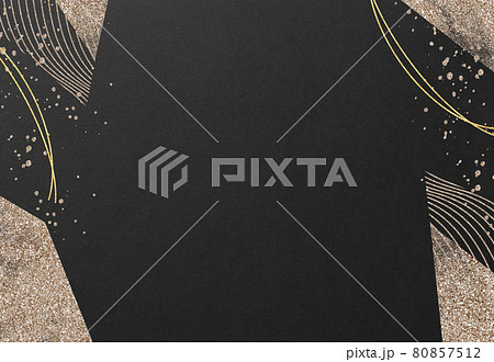 背景 テクスチャ 和風 和紙 フレーム ウェーブ 円 丸 黒 金 金粉 リュクス デザイン 80857512
