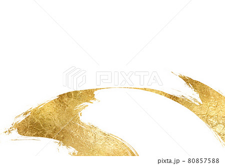 背景 テクスチャ 高級感 金色 金屏風 金紙 年賀状 正月 和紙 壁紙 筆アート キラキラ インク 80857588