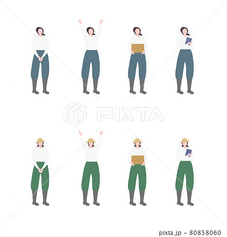 農業/畜産業/漁業/漁師/農家の産業従事者スタッフイラスト女性イメージ 農業/畜産業/漁業/漁師/農家の産業従事者スタッフイラスト女性イメージ 80858060