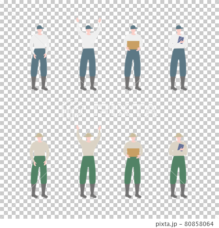 農業／畜産業／漁業／漁師／農家の産業従事者スタッフイラスト男性イメージ 80858064