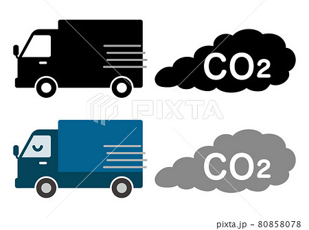 Stop Co2 トラックと排気ガスのベクターイラスト のイラスト素材