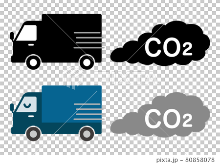 Stop Co2 トラックと排気ガスのベクターイラスト のイラスト素材