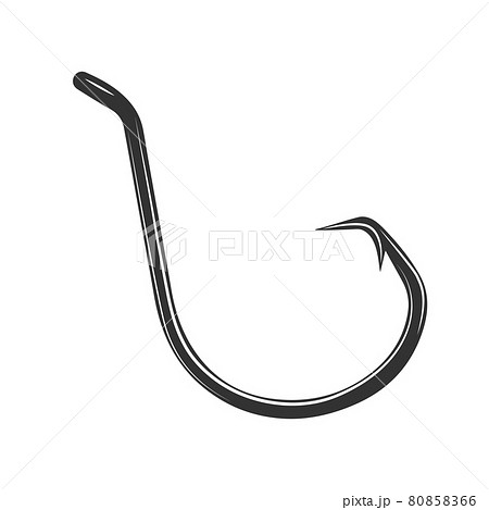 Black fishing hook icon flat isolated on white background. Vector Illustration. Black fishing hook icon flat isolated on white background. Vector Illustration. 80858366