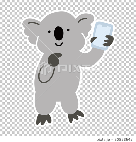 Australian animal vector illustration of a koala holding a smartphone 80858642