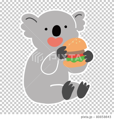 オーストラリアの動物　ハンバーガーを食べるコアラのベクターイラスト 80858643