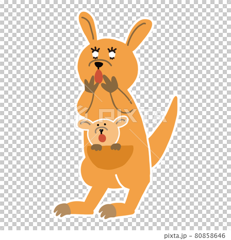 ビックリして驚いているカンガルーのベクターイラスト 80858646
