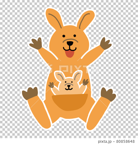 Kangaroo parent and child Banzai pose 80858648