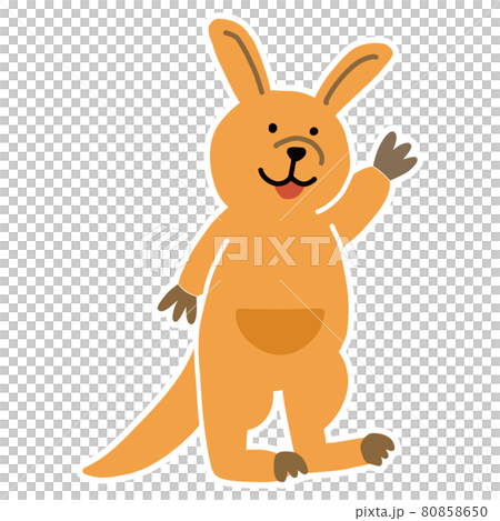 カンガルーのベクター画像　手を振るポーズ 80858650