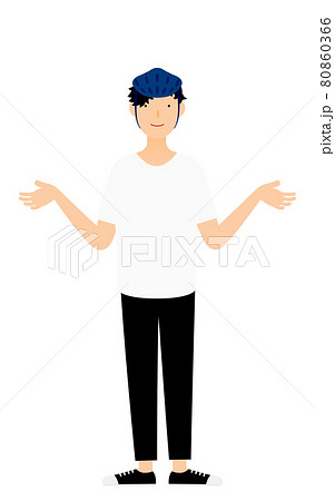 両腕を広げるスケーターの男性 80860366