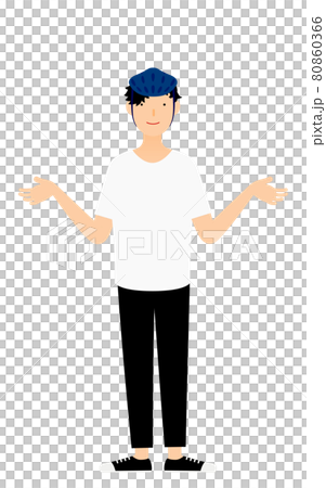 両腕を広げるスケーターの男性 80860366