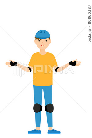 両腕を広げるスケーターの男の子のイラスト素材 両腕を広げるスケーターの男の子のイラスト素材