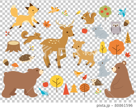 可愛的秋季森林動物套裝 可愛的秋季森林動物套裝 80861596