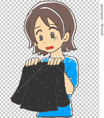 服に毛が大量について困っている女性 80861694