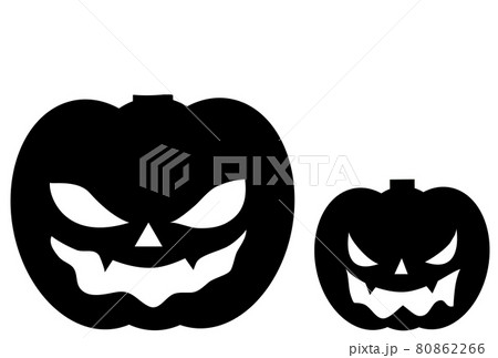 ハロウィンのかぼちゃのモノクロのイラストのイラスト素材