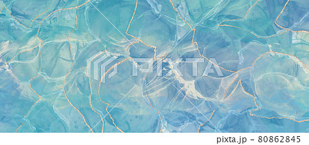 大理石風背景イラスト）青緑のグラデーション　アルコールインク　アート　バナー　綺麗　水　金継ぎ 80862845