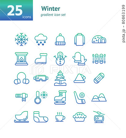 Winter gradient icon set. Vector and Illustration. 80863199