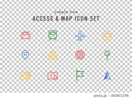 Icon set related to access and map Illustration... - Stock Illustration ...