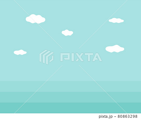 シンプルな空の背景イラスト 雲 青空 夏 晴れ 晴天 風景 快晴 青空 フラットのイラスト素材