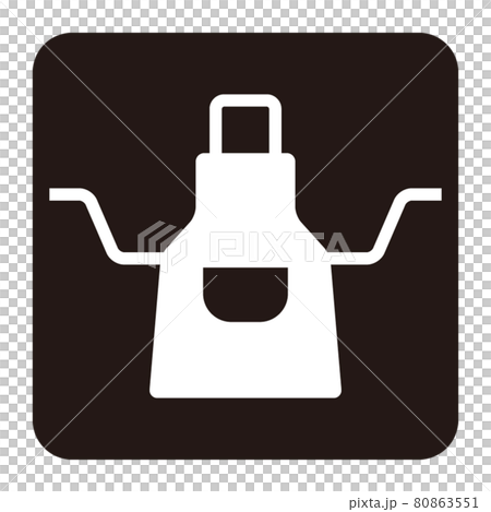 シンプルな首掛けエプロンの白抜き正方形アイコン 80863551