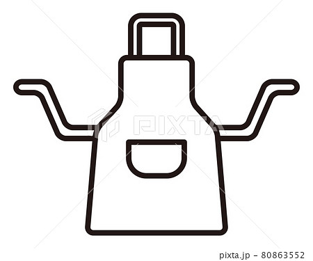 シンプルな首掛けエプロンの線画アイコン/白背景 80863552