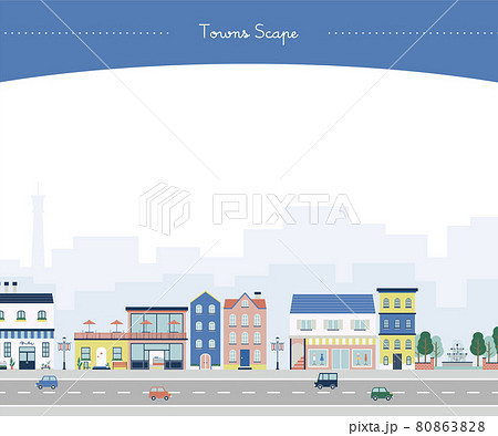 公園のあるヨーロッパ風の町並み(ブルー) 公園のあるヨーロッパ風の町並み(ブルー) 80863828