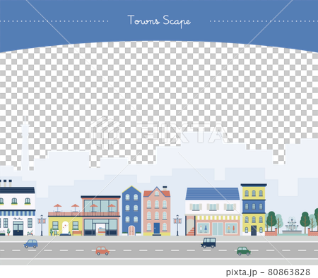 公園のあるヨーロッパ風の町並み(ブルー) 公園のあるヨーロッパ風の町並み(ブルー) 80863828