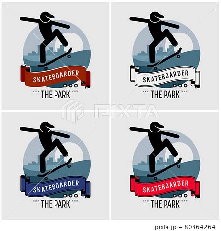 Skateboarder club logo design. Vector artwork for professional skateboarding sport. Skateboarder club logo design. Vector artwork for professional skateboarding sport. 80864264