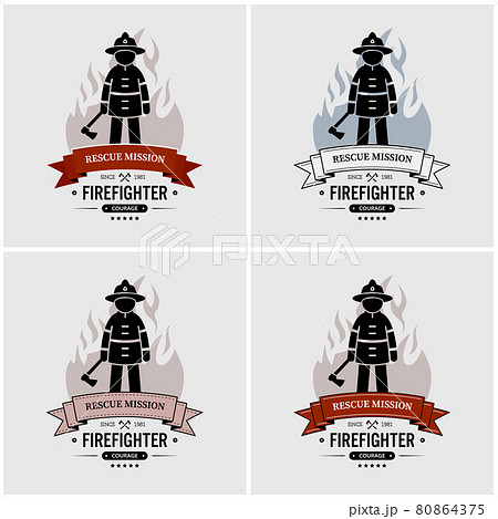 Fireman logo design. Vector artwork of fire station or fire department. 80864375