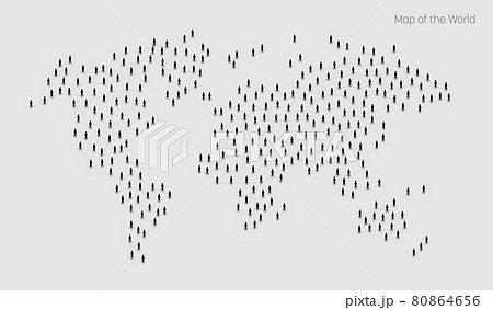 World Map. International Map. Vector map depicts people connecting through a large Internet web line and dots forming the shape of the world. 80864656