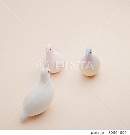 3羽の鳥の3dイラストのイラスト素材