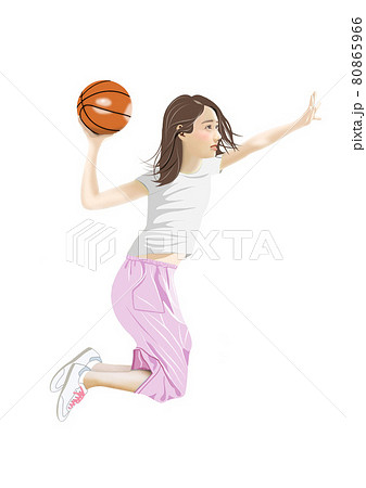 Basketball Dunk Shoot Girl Illustration Stock Illustration