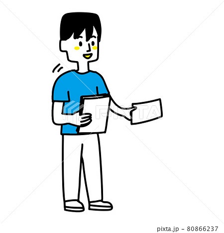 ビラ配りのアルバイトをしている男性 80866237