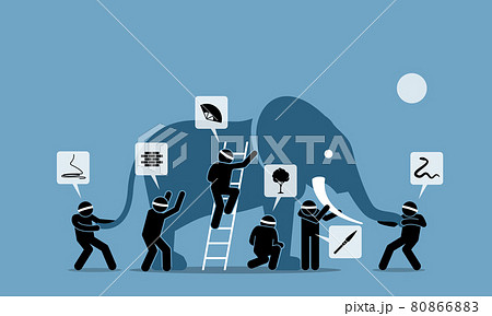 Six Blind Men Touching An Elephant Vector のイラスト素材