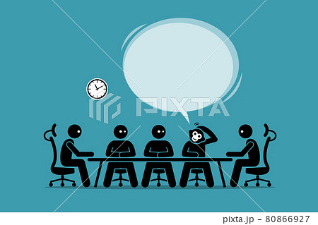 Funny monkey businessman talking and suggesting its idea in a business meeting with humans. Vector concept artwork depicts intelligent, stupid, funny, idiot, creative, and innovative idea. Funny monkey businessman talking and suggesting its idea in a business meeting with humans. Vector concept artwork depicts intelligent, stupid, funny, idiot, creative, and innovative idea. 80866927