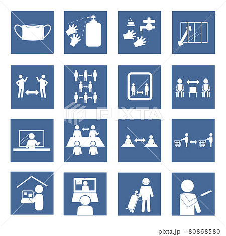 Infection control pictogram Blue square frame 80868580