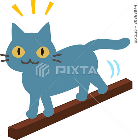 細い棒の上を歩く猫のイラスト素材