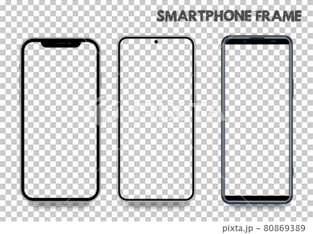 smartphone / mobile phone frame With shadow 3 types smartphone / mobile phone frame With shadow 3 types 80869389