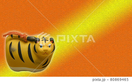 干支 寅 背景和風オレンジ 干支 寅 背景和風オレンジ 80869465