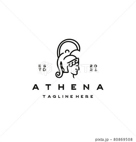 Goddess greek Athena Line art Logo Design template. Elegant, luxury, premium vector 80869508