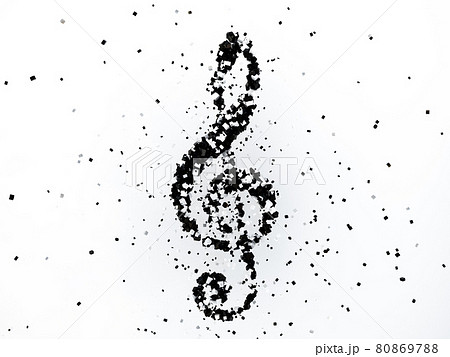 ト音記号 ブロックの集合体 白黒 正面横のイラスト素材