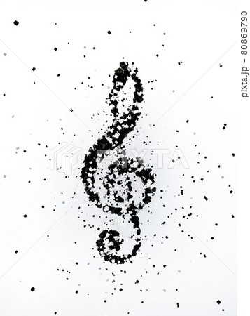 ト音記号 ブロックの集合体 白黒 正面縦のイラスト素材