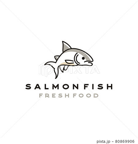 Line art Salmon Poke Bar Logo design inspiration vector 80869906
