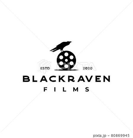 Vintage film roll with crow raven logo 80869945