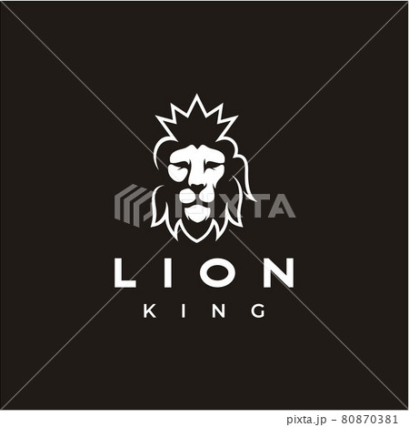 lion head vector logo, elegant lion logo design illustration, lion head with crown logo 80870381